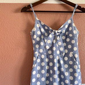 Polka Dot Cut Out Button Back Wide Leg Jumpsuit